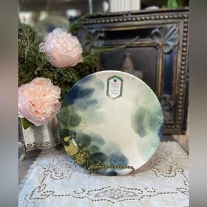 Intesa White blue gold watercolor ceramic Salad Plate nwt